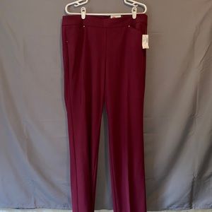 Wine Tummy Control 12 Straight Dress Pants- NWT